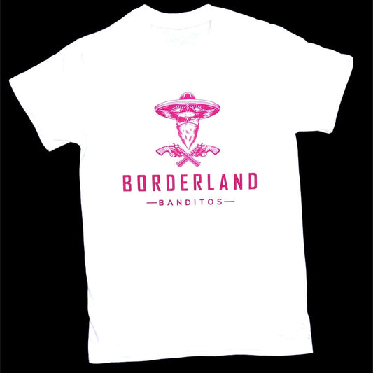 BORDERLAND BANDITOS CAMISETA EN ROSA FUGUTIVA LETRERO